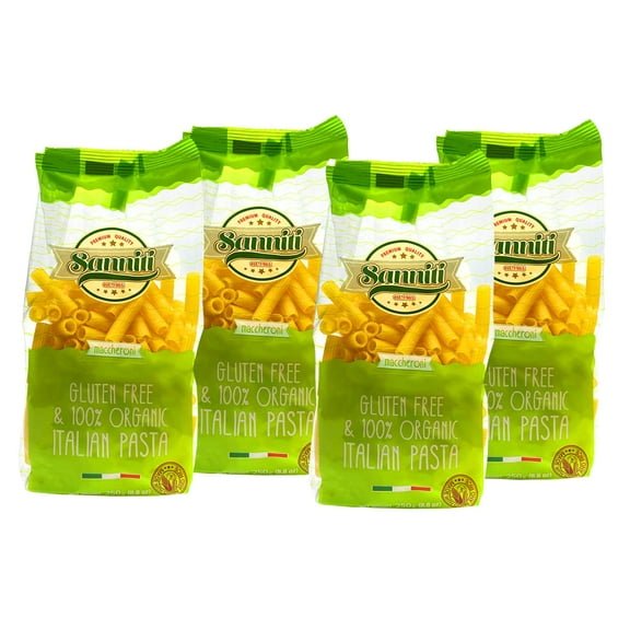 Sanniti Italian Gluten Free European-Kosher Vegan GMO-Free Maccheroni Pasta Made with Corn and Rice imported from Italy, 8.8 oz (Pack of 4)