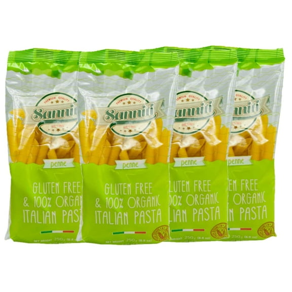 Sanniti Italian Gluten Free Penne Rigate, European-Kosher Vegan GMO-Free Pasta Made with Corn and Rice imported from Italy, 8.8 oz (Pack of 4)