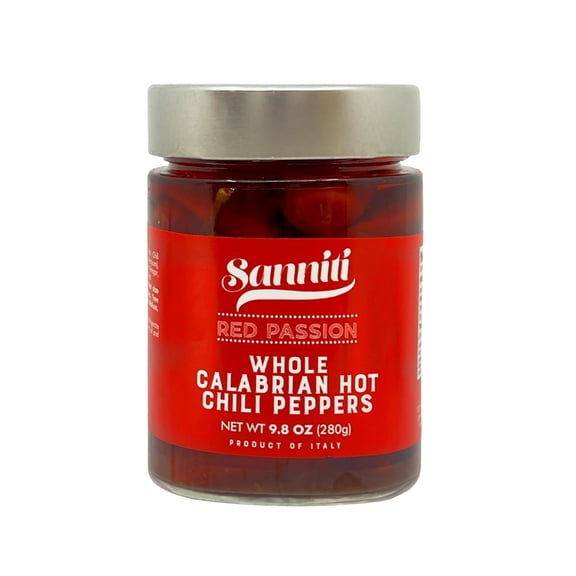 Sanniti Red Passion Calabrian Whole Hot Long Chili Peppers, 9.8 oz