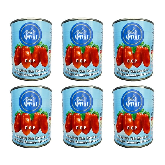 Sanniti Song' E Napule San Marzano DOP Authentic Whole Peeled Plum Tomatoes, 28 Ounce, 6 Pack