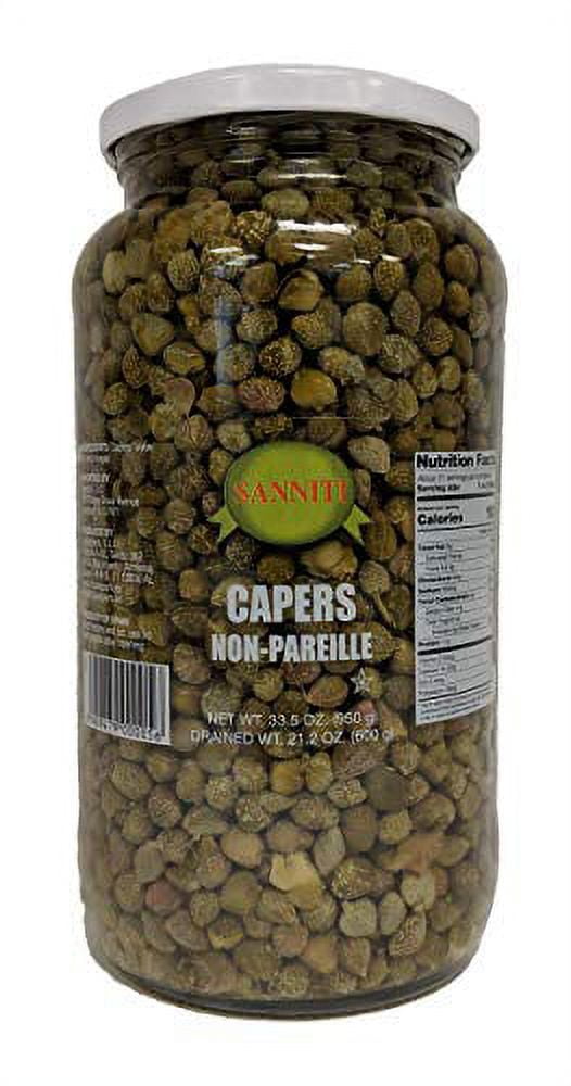 Sanniti Spanish Non Pareil Capers in Vinegar and Salt Brine 33.5 oz