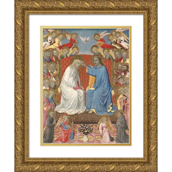 Sano di Pietro 15x18 Gold Ornate Wood Frame and Double Matted Museum Art Print Titled - The Coronation of The Virgin (ca. 1460)