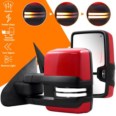 SANOOER Switchback Tow Mirrors For 2007-2014 Chevy Silverado Suburban Tahoe GMC Sierra – Heated, Sequential