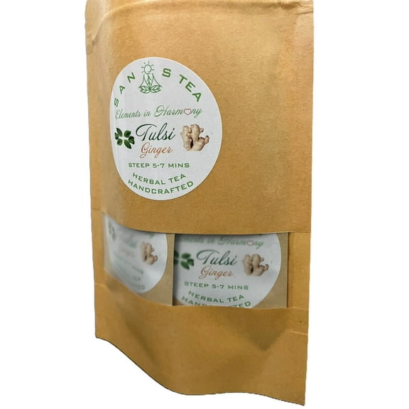Sanos Tea Premium Organic Herbal Tea - Tulsi Ginger, 12 Sachets