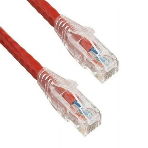 Sanoxy SNX-CBLR-C6117-7001 1 ft. Cat6 550 MHz UTP Ethernet Network Patch Cable with Clear Snagless Boot, Red