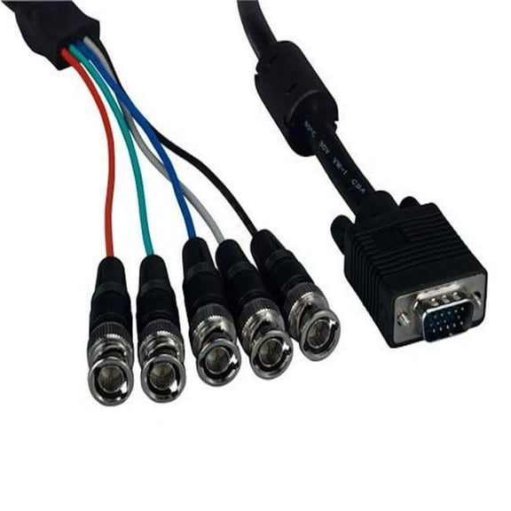 Sanoxy SNX-CBLR-MO107-1110 10 ft. VGA HD15 Male to 5-BNC RGBHV Male Monitor Cable with Ferrites, Black