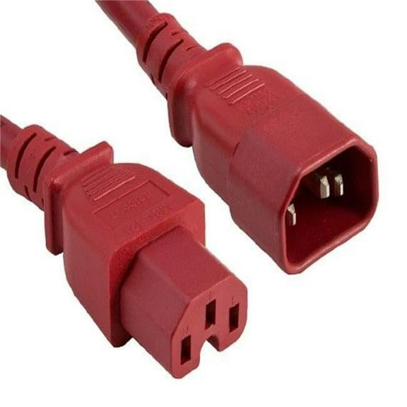 Sanoxy SNX-CBLR-PW133-7202 2 ft. 14 AWG 15A 250V Power Cord - IEC320 C14 to IEC320 C15, Red - Pack of 2