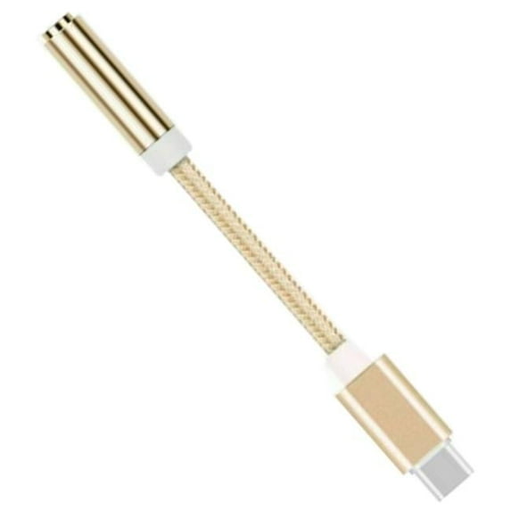 Sanoxy SANOXY-CABLE61 USB-C Type C to 3.5 mm Aux Audio Jack Passive Headphone Adapter Nylon Braided - Gold