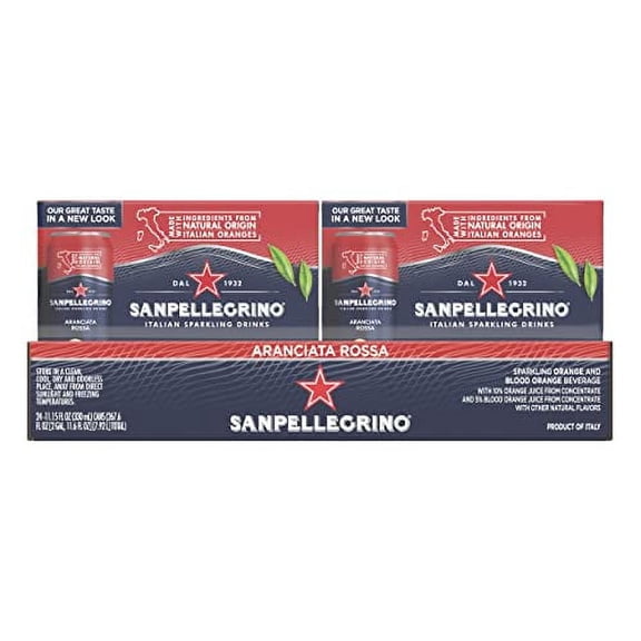 Sanpellegrino Italian Sparkling Drink Aranciata Rossa, Sparkling Orange and Blood Orange Beverage, 11.15 Fl Oz (Pack of 24)