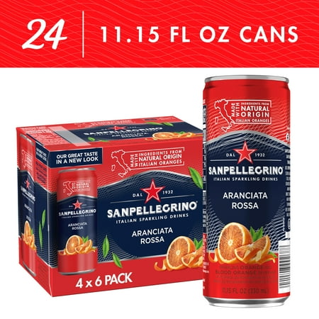 Sanpellegrino Sparkling Orange and Blood Orange Beverage: Blood Orange Flavor for Halloween, 24 Pack of 11.15 Fl Oz Cans