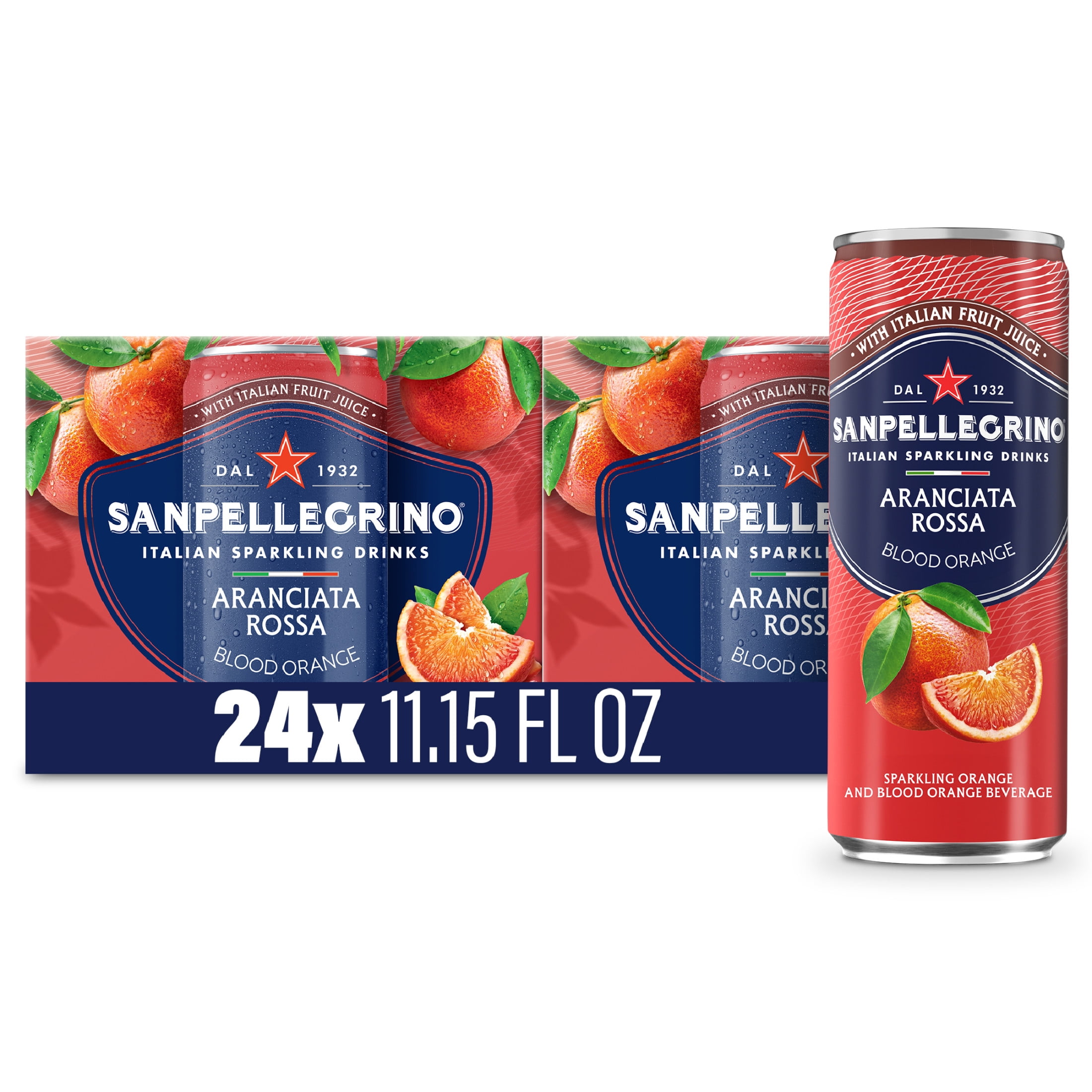 Sanpellegrino Italian Sparkling Drink Aranciata Rossa, Sparkling Orange and Blood Orange Beverage, 267.6 fl oz, 24 Pack Cans