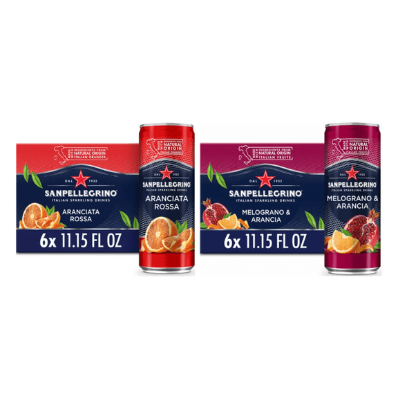 Sanpellegrino Italian Sparkling Drink Variety Pack, Aranciata Rossa & Melograno Arancia, 11.15 fl oz, 12 Cans