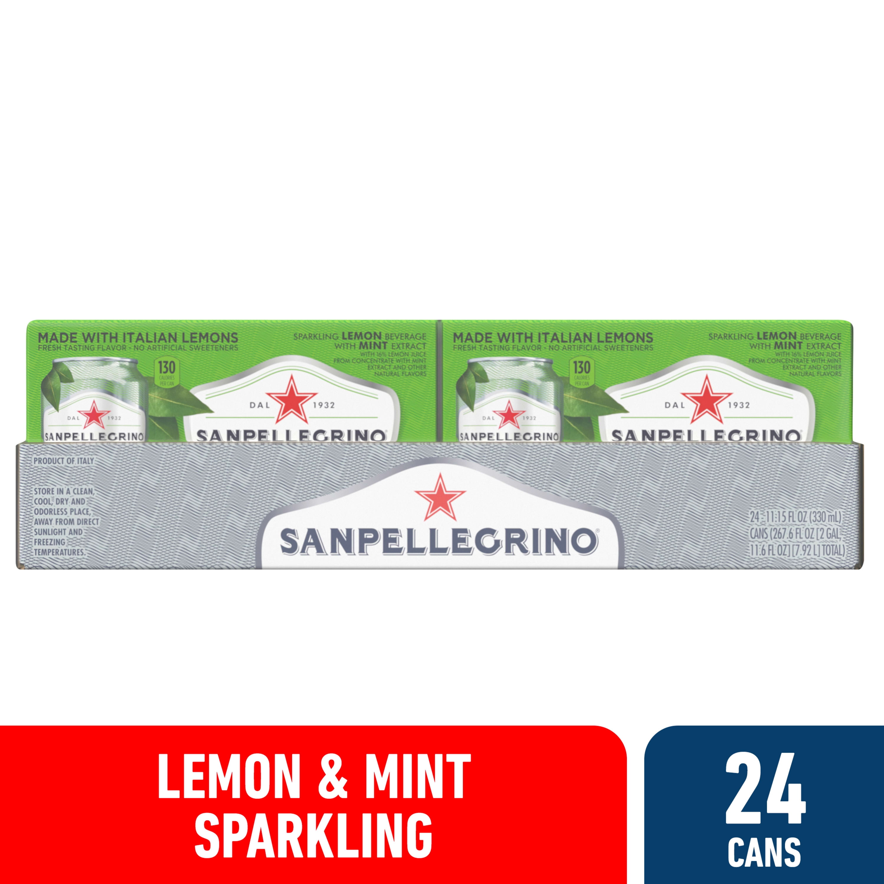 Sanpellegrino Lemon and Mint Limone e Menta Flavoured Water, 267.6 fl oz, 24 Can