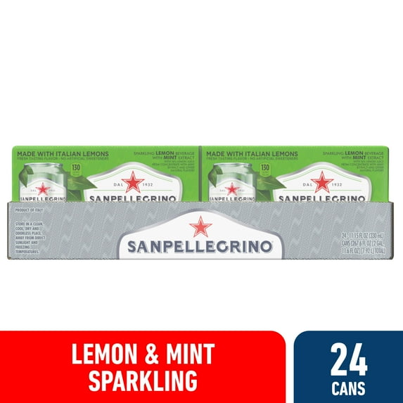 Sanpellegrino Lemon and Mint Limone e Menta Flavoured Water, 267.6 fl oz, 24 Can