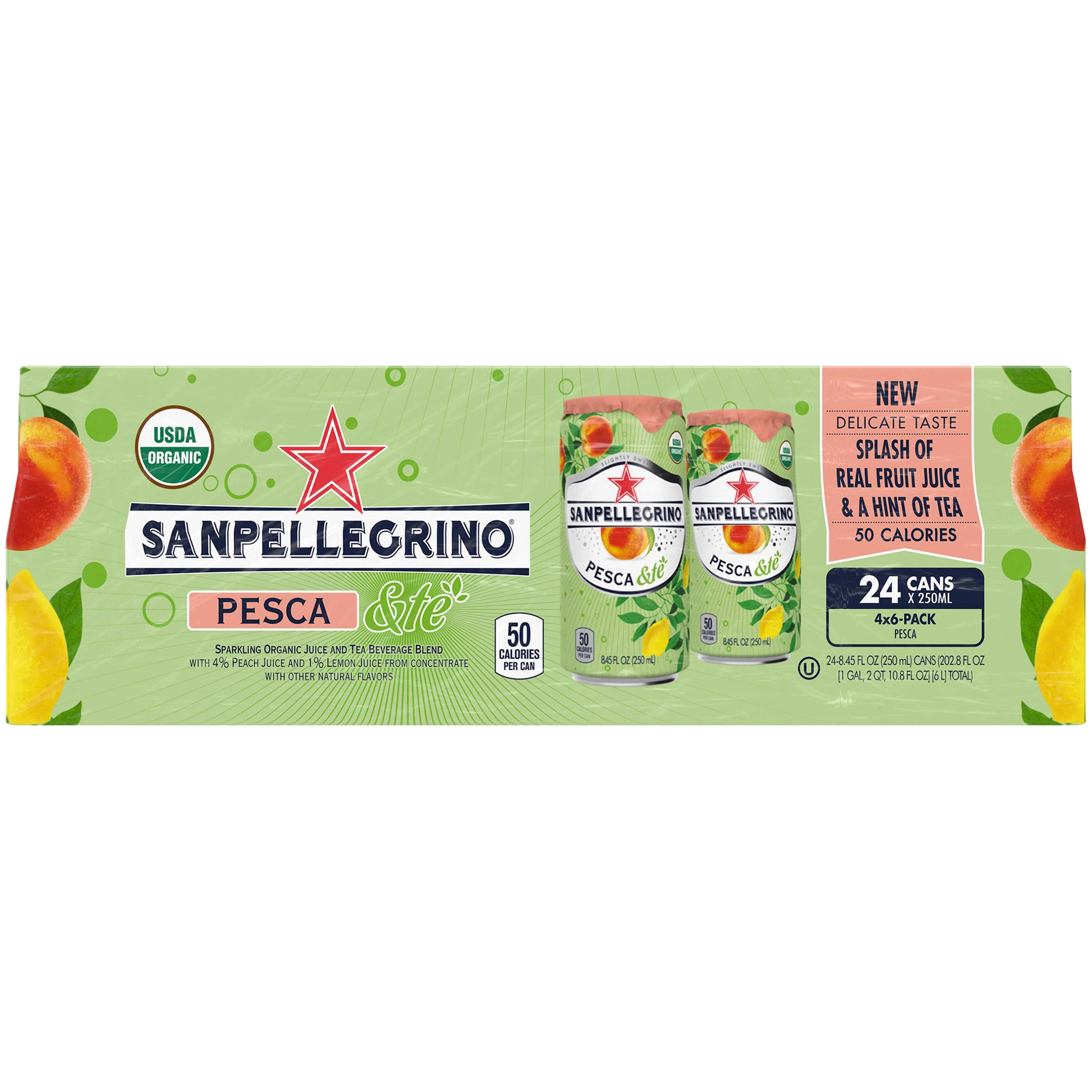 Sanpellegrino Pesca &Te Sparkling Organic Juice and Tea Pesca; Peach & Tea  Flavoured Water 202.8 fl oz.
