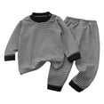 thumbnail image 1 of Sanphen Girls Outfit Winter Casual Girls 2 Piece Outfits Striped Print Long Sleeve Sweatshirts And Pants Set,Size 18-24 Months, 1 of 3