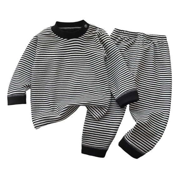 Sanphen Girls Outfit Winter Casual Girls 2 Piece Outfits Striped Print Long Sleeve Sweatshirts And Pants Set,Size 18-24 Months