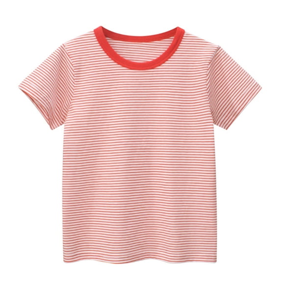 Sanphen Toddler Boys Girls Striped Tops Short Sleeve Crewneck Kids Tshirts Summer Casual Breathable Boy Tees Size 5-6 Years Red