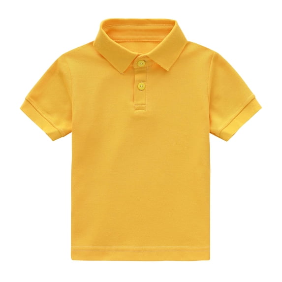 Sanphen Toddler Boys Tops Short Sleeve Lapel Neck Solid Color T-Shirts Summer Breathable Lightweight Dailywear Boys Shirts,Size 3-4 Years,Yellow