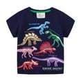 thumbnail image 1 of Sanphen Toddler Boys Tshirts Summer Soft Fashion T-Shirts Dinosaur Print Short Sleeve Crew Neck Outdoor Kids Tees,Size 1-2 Years,Dark Blue, 1 of 8