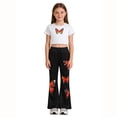 thumbnail image 1 of Sanphen Toddler Girls Outfit Set Summer Dailywear Casual Comfortable Girl 2 Pieces Set Crew Neck Short Sleeve Butterfly Print Crop Tops With Flared Pants,Size 7-8 Years,White, 1 of 4