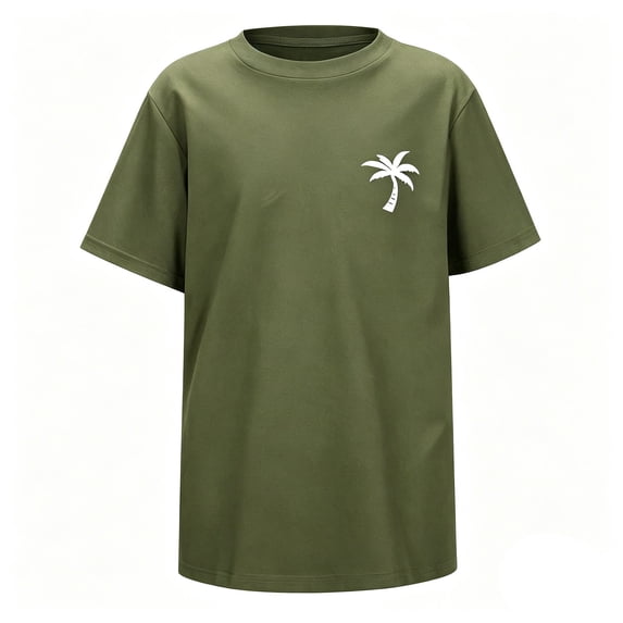 Sanphen Tops For Toddler Boy Short Sleeve Crew Neck Graphic Print T-Shirts Summer Breathable Lightweight Outdoor Boys Tshirts,Size 2-3 Years,Army Green