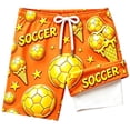 thumbnail image 1 of Sanphen Youth Boys Swim Trunks With Liner Quick Dry Elastic Waist Swim Shorts Soccer Print Summer Beach Pool Boys Bathing Suit,Size 11-12 Years,Orange, 1 of 3