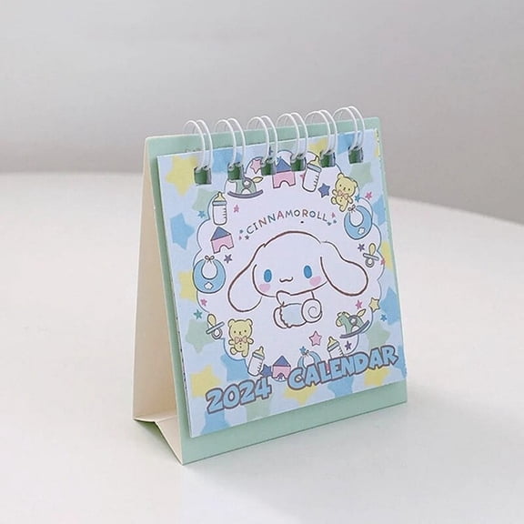 Sanrio 2024 Calendar Mini Hello Kitty Desk Calendar Cartoon Cinnamoroll Pochacco Kuromi Tabletop Ornaments Gift