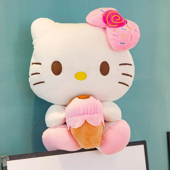 Sanrio 30Cm Hello Kitty Plush Cat Doll Ice Cream Cross Dressing Kawaii Anime Cartoon Plushie Toy Christmas for Girl Easter Gifts