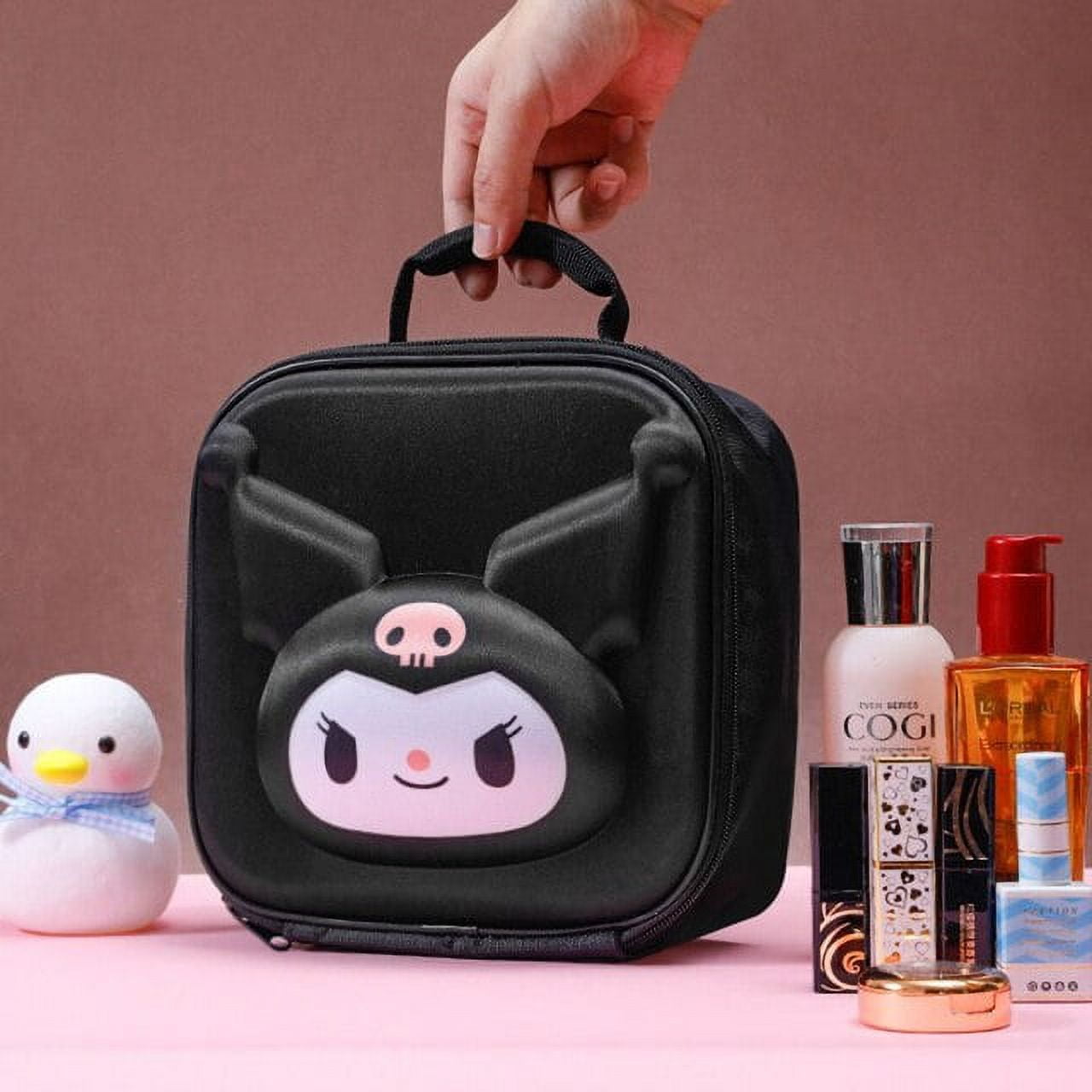 Sanrio 3D Hello Kitty Kuromi Cosmetic Cases For Women Zipper Fashion Y2k Makeup Box Cartoon Mesh Square Bag Suitcase For Travel