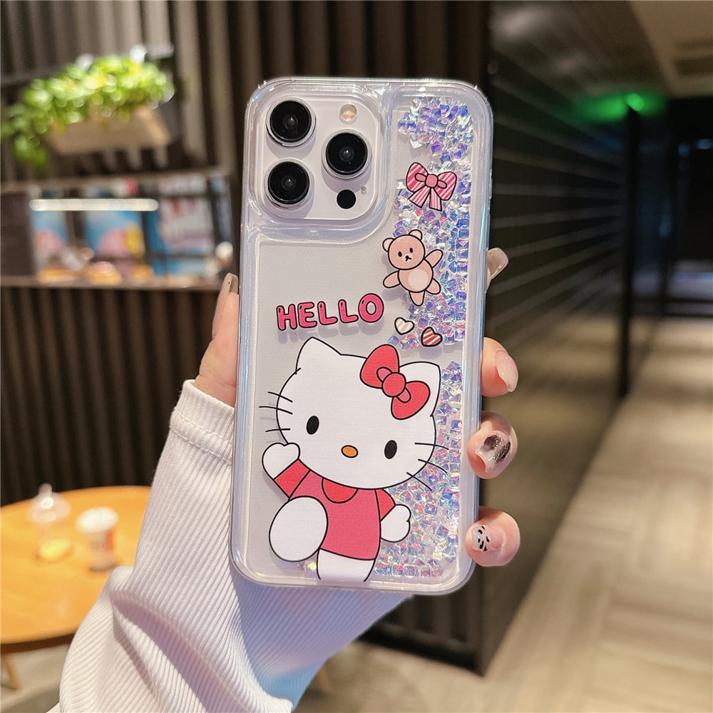 Sanrio 3D Hello Kitty Quicksand Phone Case For Iphone 15 11 12 13 14 ...