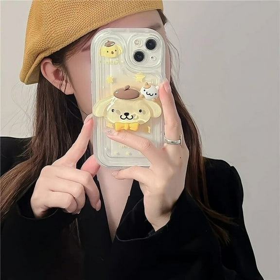Sanrio 3D My Melody Cinnamoroll Pom Pom Purin Phone Cases For Iphone 15 14 13 12 11 Pro Max XS XR 7 8 Plus Shockproof Cover Y2K
