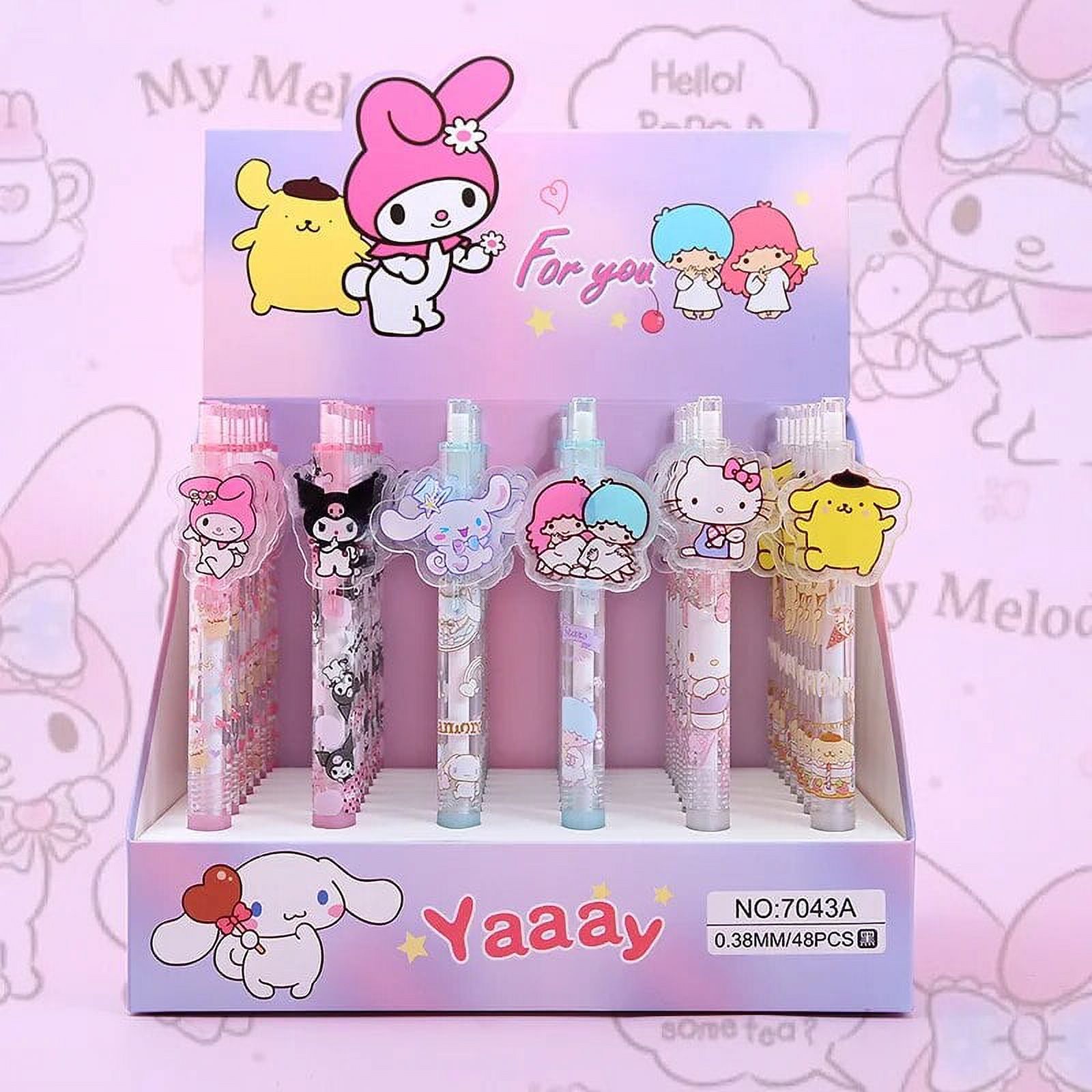 Sanrio 48pcs Cartoon Gel Pen Kitty Kuromi Hello Cinnamoroll Pens 