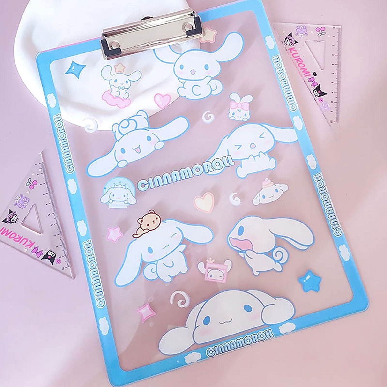 Sanrio A4 Transparent Folder Writing Pad Cute Cartoon Document Clips ...