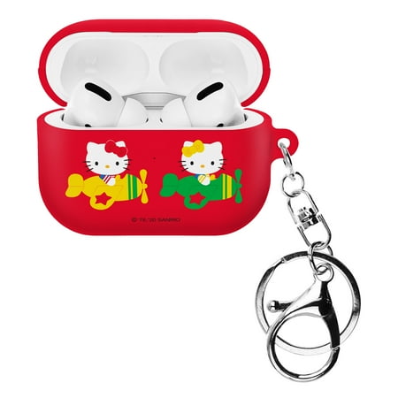Sanrio AirPods Pro Case Key Ring Keychain Key Holder Hard PC Shell Strap Hole Cover - Hello Kitty Airplane