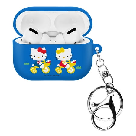 Sanrio AirPods Pro Case Key Ring Keychain Key Holder Hard PC Shell Strap Hole Cover - Hello Kitty Bicycle