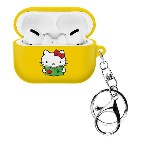 Sanrio AirPods Pro Case Key Ring Keychain Key Holder Hard PC Shell Strap Hole Cover - Hello Kitty Book