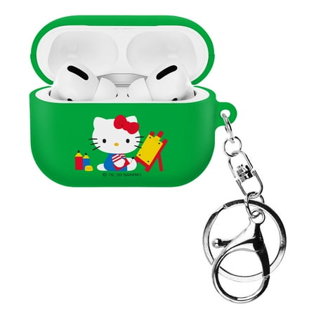 Sanrio AirPods Pro Case Key Ring Keychain Key Holder Hard PC Shell Strap Hole Cover - Hello Kitty Painting