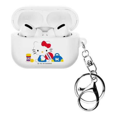 Sanrio AirPods Pro Case Key Ring Keychain Key Holder Hard PC Shell Strap Hole Cover - Hello Kitty Tennis