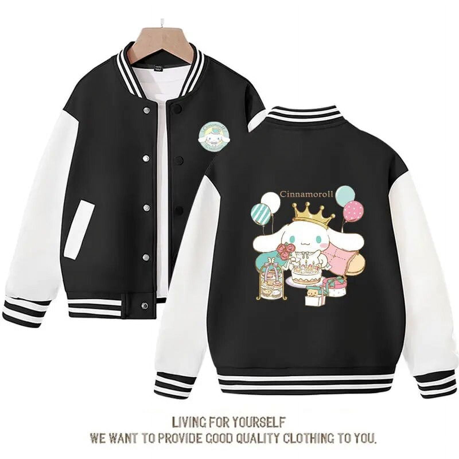Sanrio Anime Cinnamoroll Children Baseball Uniform Jacket Kuromi