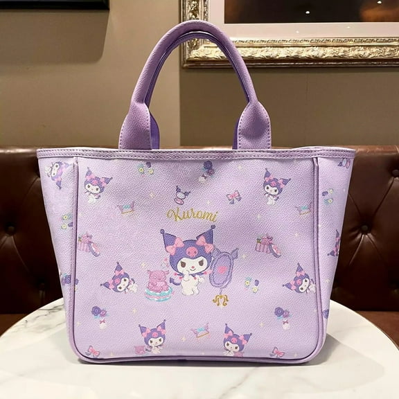 Sanrio Anime Figure My Melody Kuromi Cinnamoroll Cartoon Cute Portable Pu Handbag Large Capacity Storage Bags Girl Gift