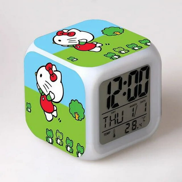 Sanrio Anime Hello Kitty Alarm Clock Girls Cute Cartoon Led Clock Child ...