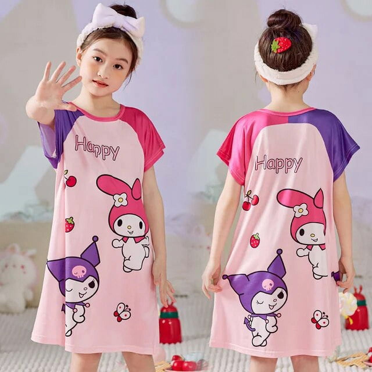 Sanrio Anime Hello Kitty Children Pajamas Dress Girls Kawaii Kuromi My ...