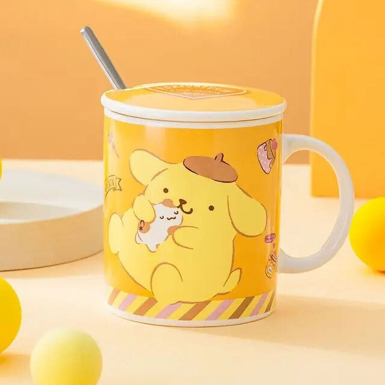 Sanrio Anime Hello Kitty Kuromi Kawaii Ceramic Cup Lid Spoon Cute My