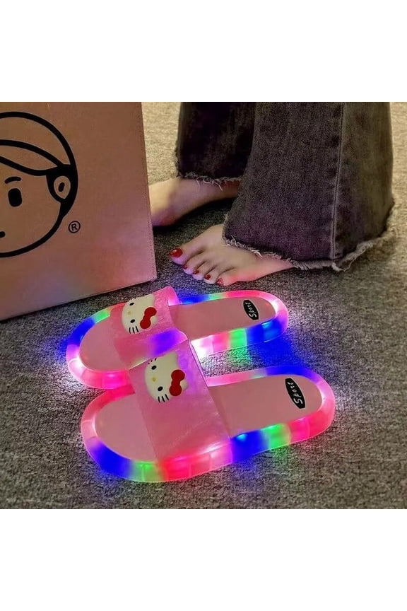 Sanrio Anime Hello kitty Sandals Kawaii My Melody Cinnamoroll pom pom purin Cartoon Luminous slippers Casual Comfort Beach Shoes