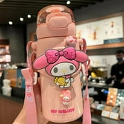 Sanrio Anime Kawaii Cinnamoroll Kulomi  Melody Cartoon GirlHeart Portable Student Children‘s Straw Cup Birthday Gift