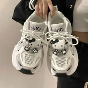 KONG XIANG Sanrio Anime Kawaii Hello Kitty Women's Sneakers New Autumn Versatile Campus Style Sneakers Mesh Breathable Daddy Shoes Gift