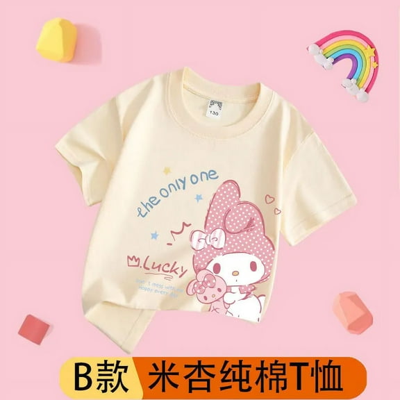 Sanrio Anime Kawaii My Melody Short-sleeved T-shirt Cartoon Pure Cotton Cute Girl Summer Casual Clothing Top Gift