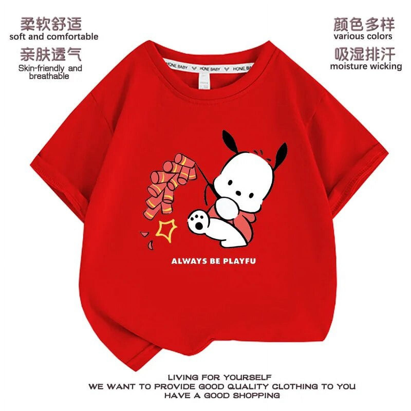 Sanrio Anime Kawaii New Pochacco Short Sleeve T-Shirts Girls Summer