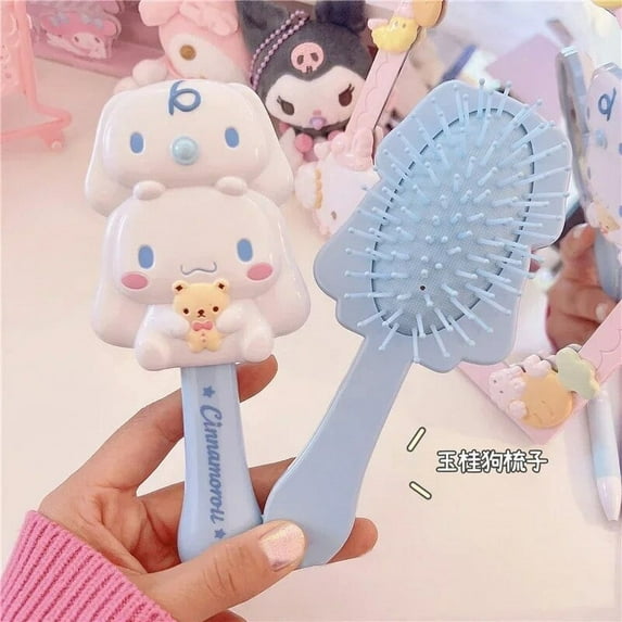 Sanrio Anime Kuromi Hand-held Makeup Mirror Massage Air Comb Cartoon Hello Kitty My Melody Cinnamoroll Small Portable Gift